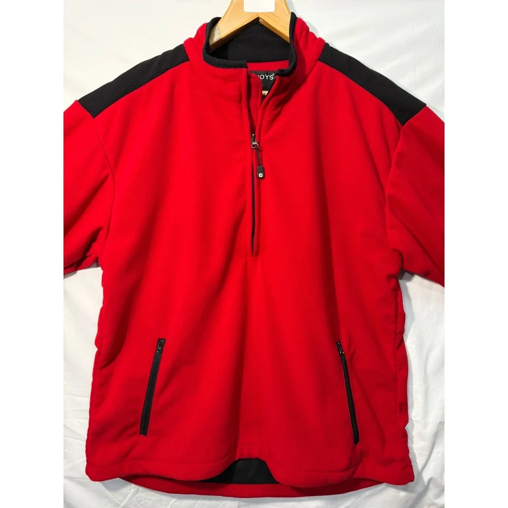 FootJoy DryJoys Red & Black Fleece Quarter-Zip Pullover – Men's Medium